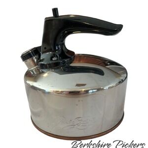 Vtg 1801 Paul Revere Ware Tea‎ Pot Whistling Kettle Copper Bottom 1qt